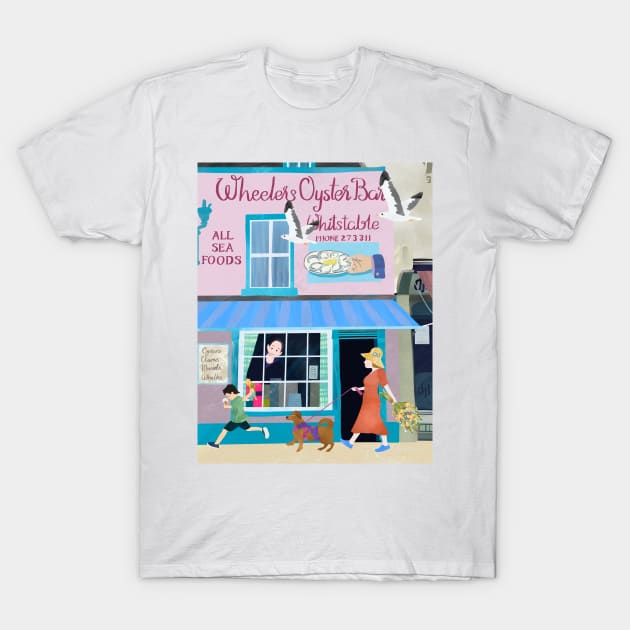 Paper cut art collage Wheeler’s Oyster Bar Whitstable T-Shirt by NattyDesigns